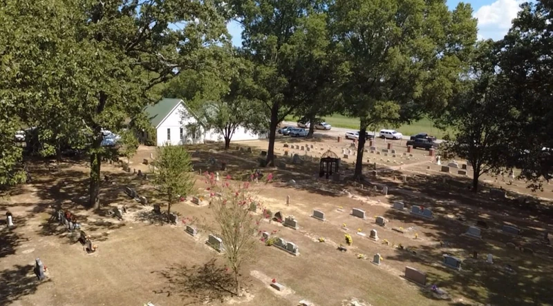Hunters Chapel and its surrounding grounds viewed from above